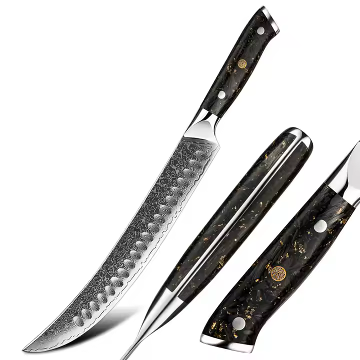 Butcher’s Scimitar Knife - 10 inch – VG10 Damascus Steel Slicing Knife